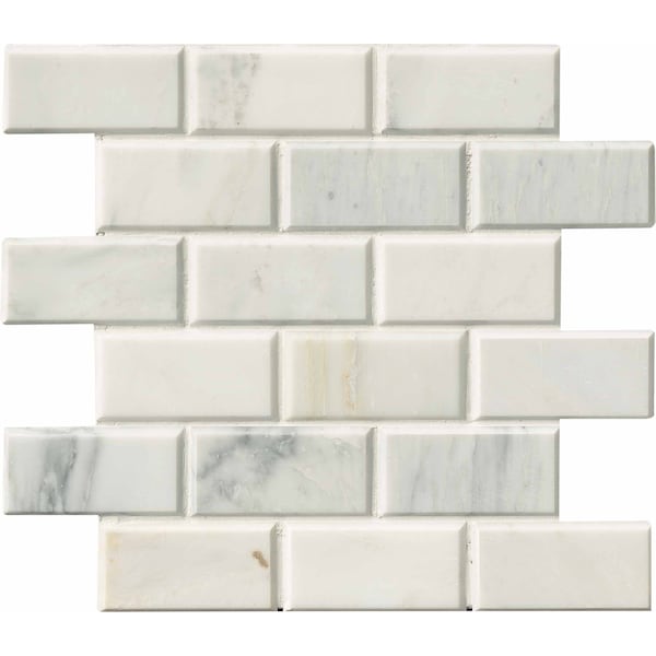 Msi Arabescato And Beveled Honed SAMPLE Marble Mosaic Tile In White ZOR-MD-0130-SAM - main